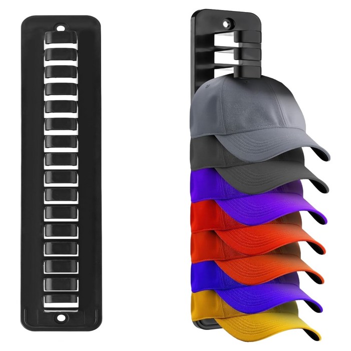 벽걸이 모자 정리대, 블랙, 2개