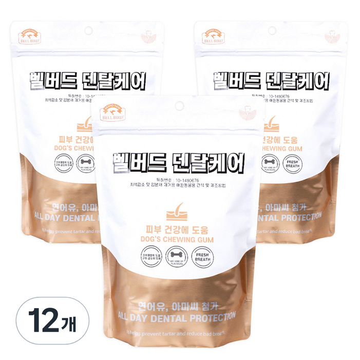 벨버드 푸드 덴탈케어 강아지 간식, 피부건강, 100g, 12개
