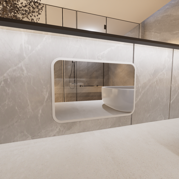 마드 부착식 하드코팅 심플 아크릴거울 긴사각형 M, 화이트