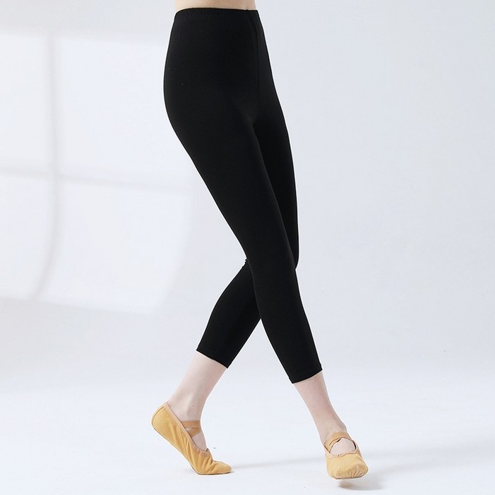몰투데이 여성용 무용여신 발레 요가 레깅스 모달 8부, 블랙