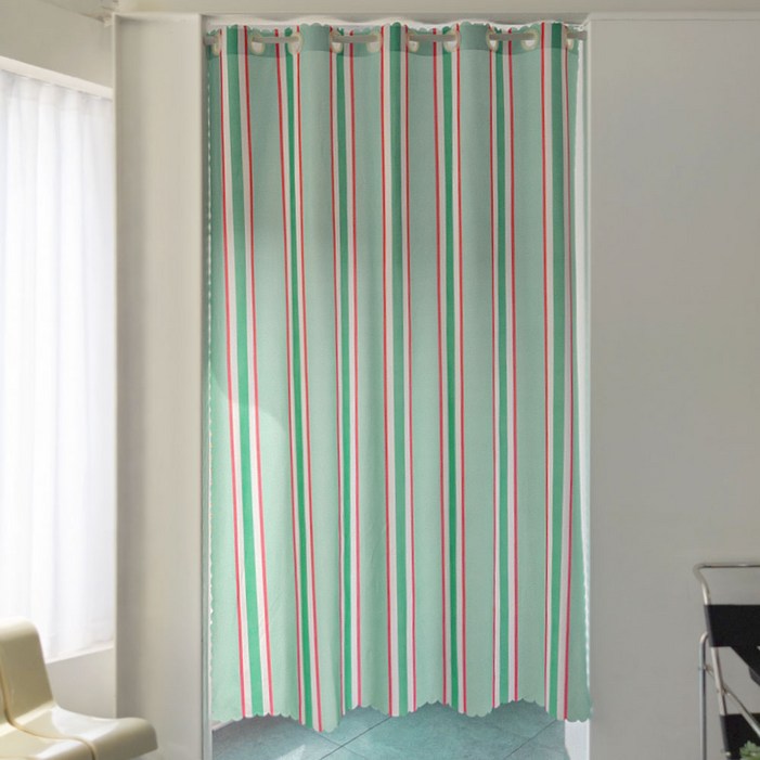 지앤와이 스트라이프 삼색 단면 가리개 도어 커튼