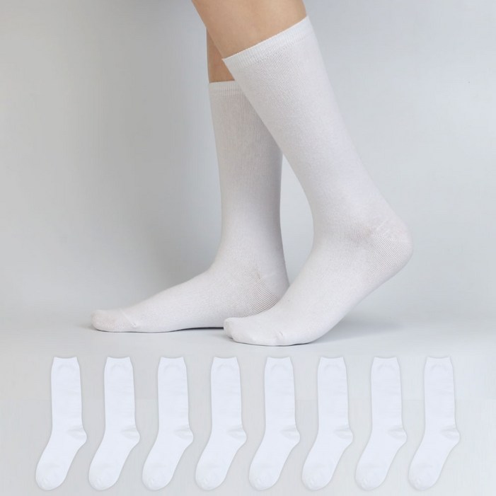 이지레그 여성용 프리미엄 베이스 무지 장목 양말 8켤레 세트