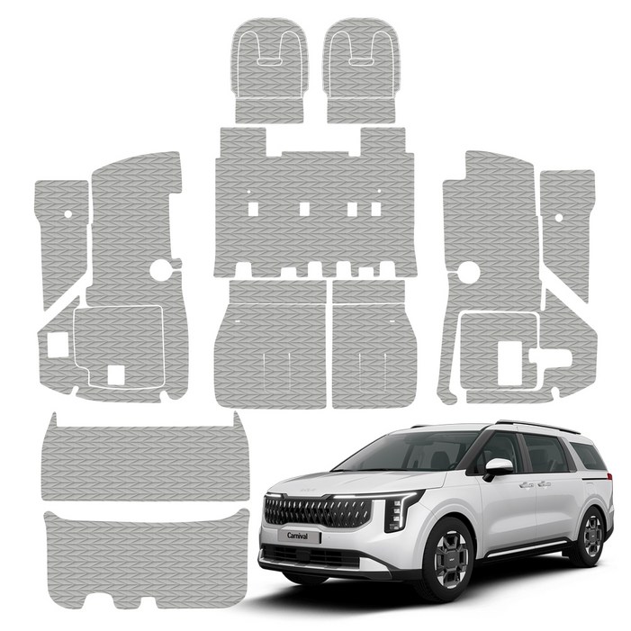 오토가드 퀼팅 가죽 풀커버 트렁크 매트, 4세대 카니발 7인승 아웃도어 2020년 7월현재 FL 공용 하이브리드트렁크 스피커 무, 그레이