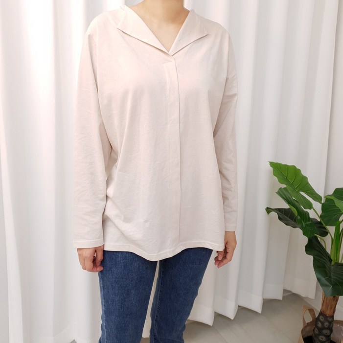 빅걸스토리 브이넥 카라 기본 썸제이 긴팔티