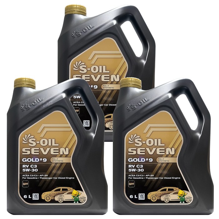 에스오일 세븐 골드 9 RV C3 5W30 6L x 3개 1박스 18L 가솔린 디젤 겸용 100% 합성 엔진오일