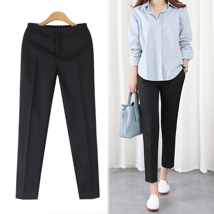 여성용 루인 밴딩팬츠 짧은기본롱 3기장 빅사이즈 바지 S3XL 정장바지 슬랙스 오피스룩 출근룩 유니폼 봄 여름 가을