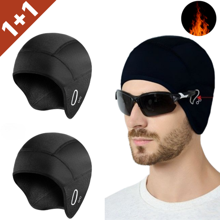 디보네 겨울 스포츠 방풍 스컬캡 러닝 사이클 등산 헬멧 스키 기모 이너 귀 덮는 방한 모자 11, 1개, 블랙2