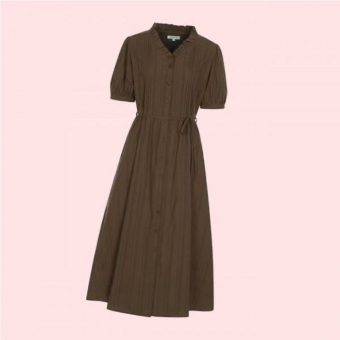 올리브데올리브 프릴넥 코튼 면 자가드 원피스 OH5MO585 4031108