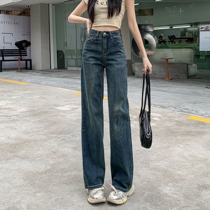 숏기본롱 슬림일자청바지 여성 스트레이트진 스판데님팬츠