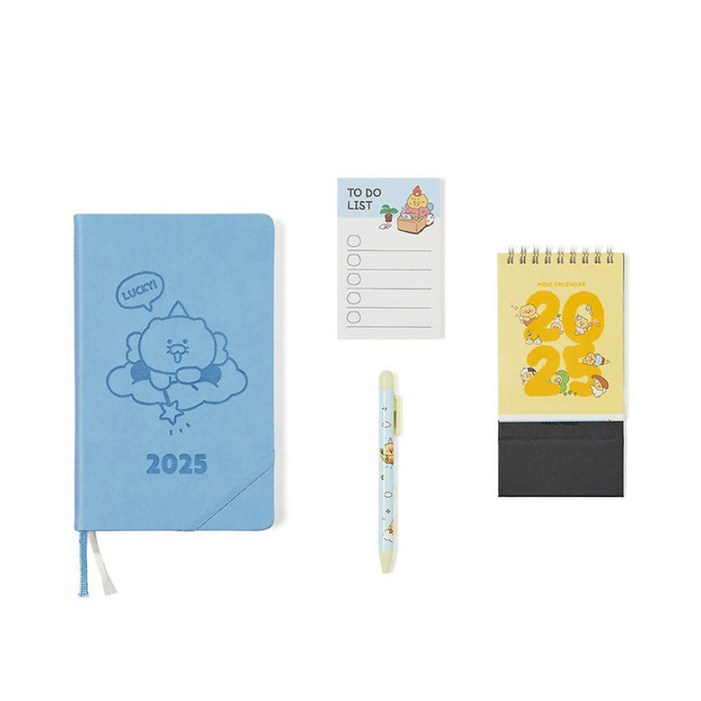카카오프렌즈 2025 요정 다이어리 세트 춘식이 날짜형 다이어리펜메모지캘린더