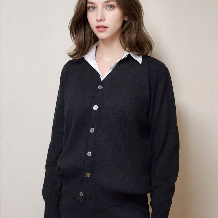 NIVADA 니바다 8005 캐시미어 100 가디건 블랙