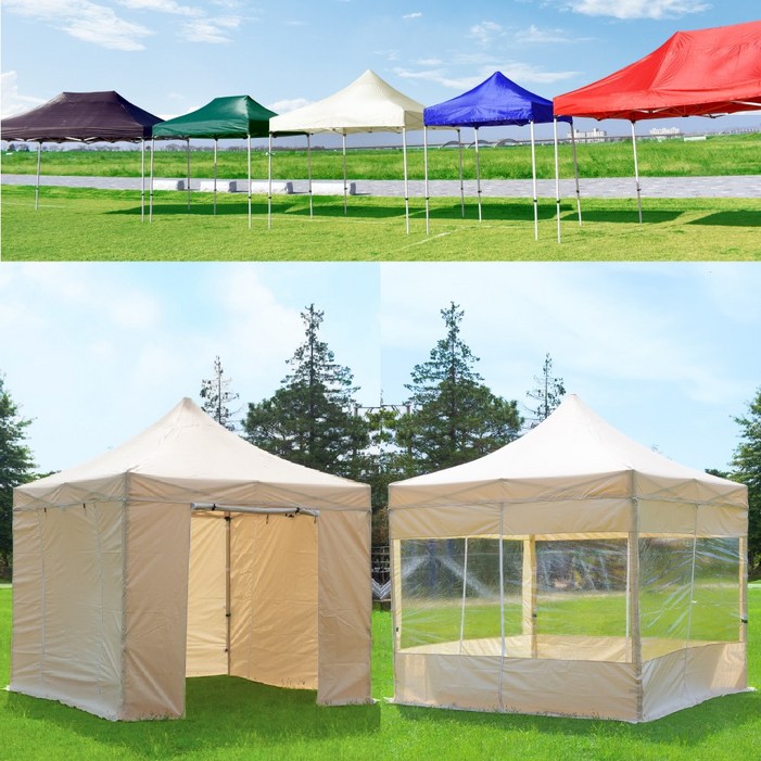 세모천막 접이식 캐노피 천막 행사용 이동식 테라스 바람막이 옥상 포차, 레드