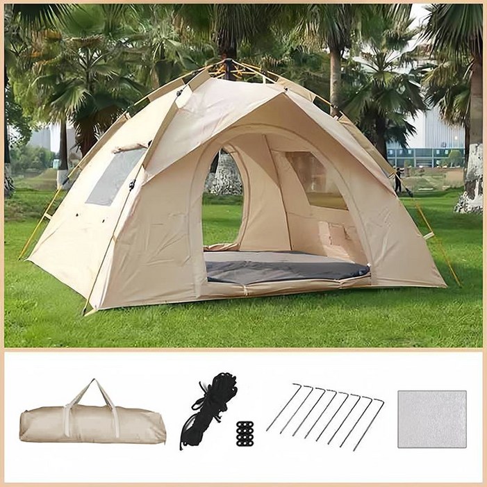 캠핑텐트34인용문 빠른 설치 원터치캠핑텐트 방습 매트수납팩 증정