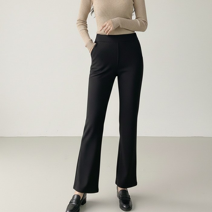 니드잇 여성 기모 세미 부츠컷 밴딩 팬츠