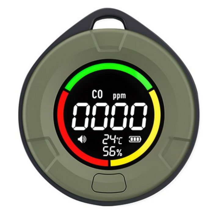 후니홈 캠핑용 일산화탄소 경보기 72시간사용 C타입고속충전 온습도측정 자석탈부착, 1개, 1단, 카키라운드형