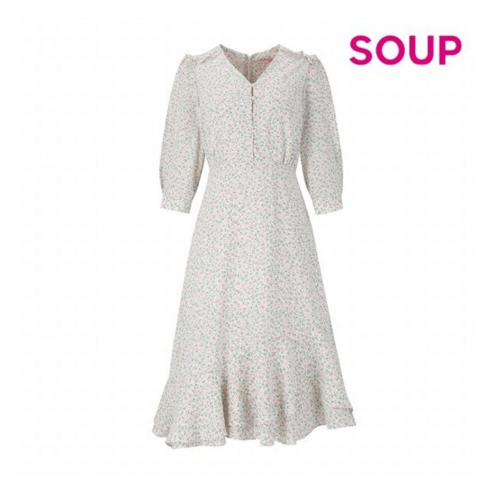 숲 SOUP  플라워 프린팅 셔링 원피스 SZ4OP37