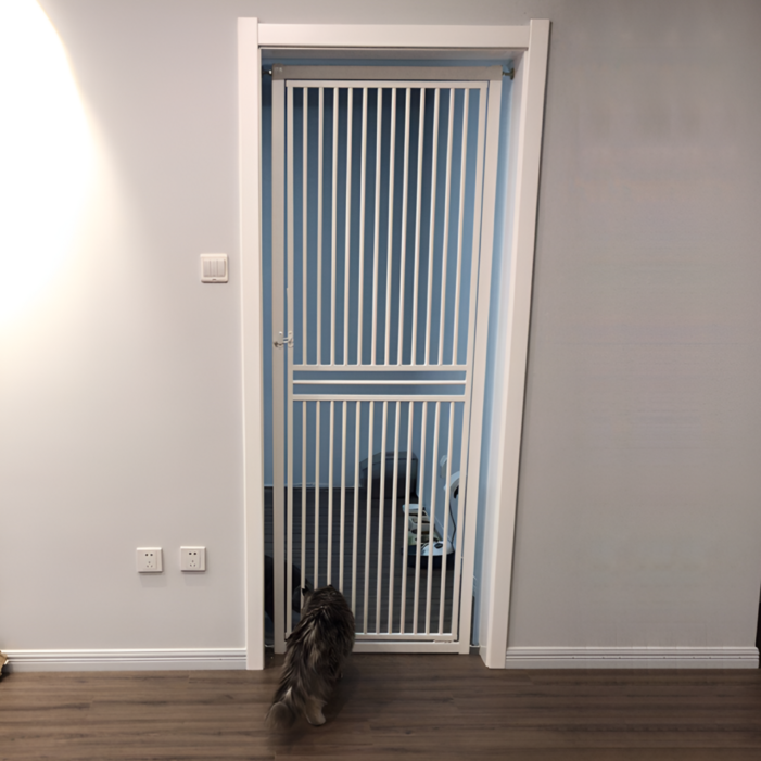 비비펫 2M 높은 고양이 안전문 양방향 펫도어 방묘문 베란다 울타리 양개형 캣도어, 1세트, 화이트