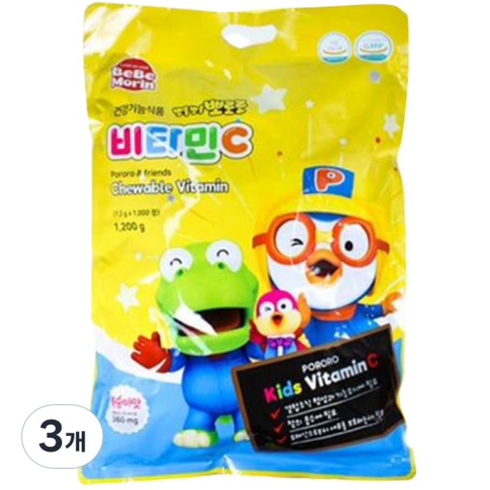 뽀로로 복숭아맛 유아 비타민C, 50정, 3개
