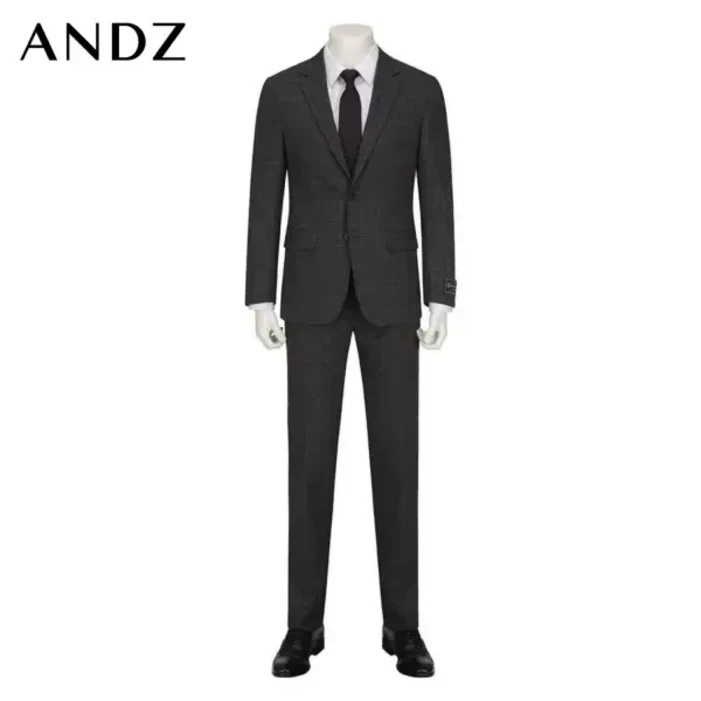 앤드지 앤드지 남자 브라운 차콜 쉐도우 체크 패턴 울 스판 정장 셋업 BJD3SB31103