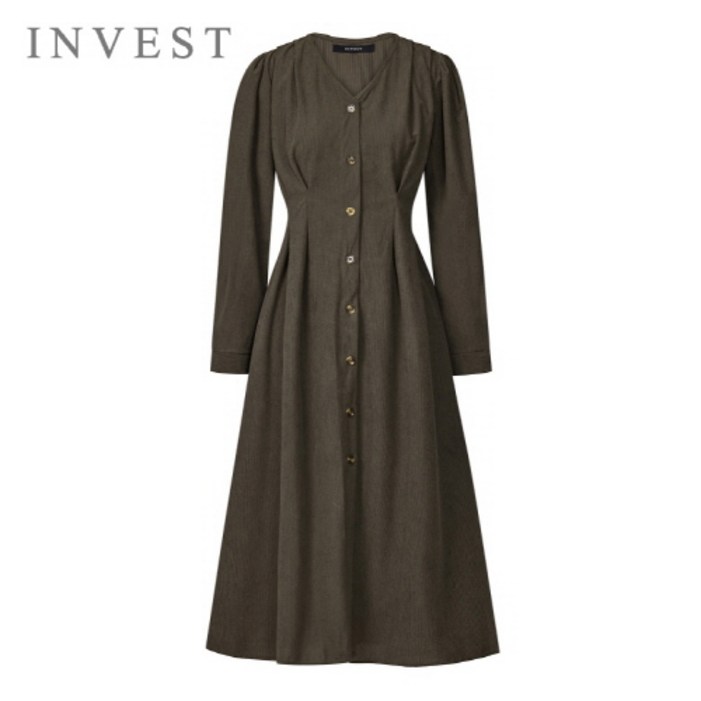 V넥 핀턱 코듀로이 원피스INI5W1OP3041