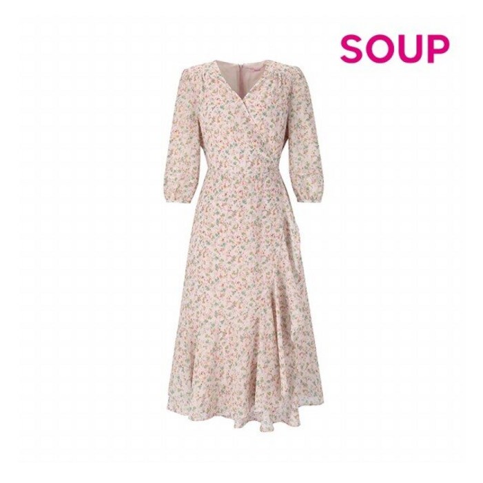숲 SOUP  플로럴 쉬폰 원피스 SZ4OP35