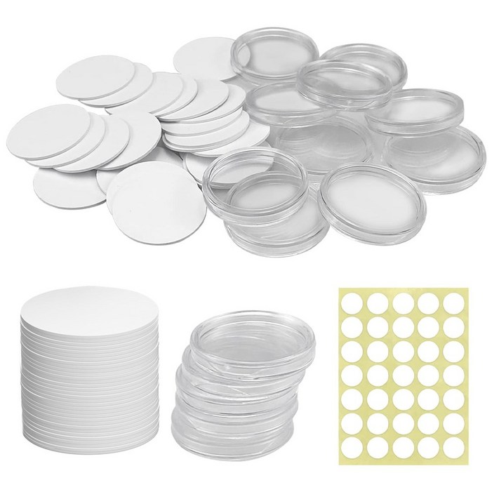 30개 NFC 태그 NTAG215 원형 카드 25mm 동전 모양 재기록 가능 504바이트 메모리 프로그래밍 가능, NFC 지원 장치용 빈 흰색 NFC 태그 카드메모리 카트리지, 1개