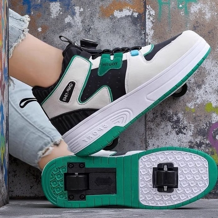 롤러슈즈 바퀴달린 바퀴휠 운동화 인라인 힐리스 스케이트 롤러 성인 롤러스케이트, 녹색, 1개