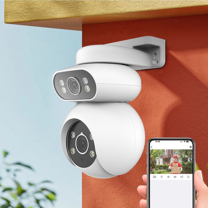 국내발송 AI 듀얼 카메라 1000w 고화소 CCTV 풀컬러 나이트 비전 360도 회전형 움직임 추적 스마트 WiFi 홈 카메라 실외용, CS201AE, 1개