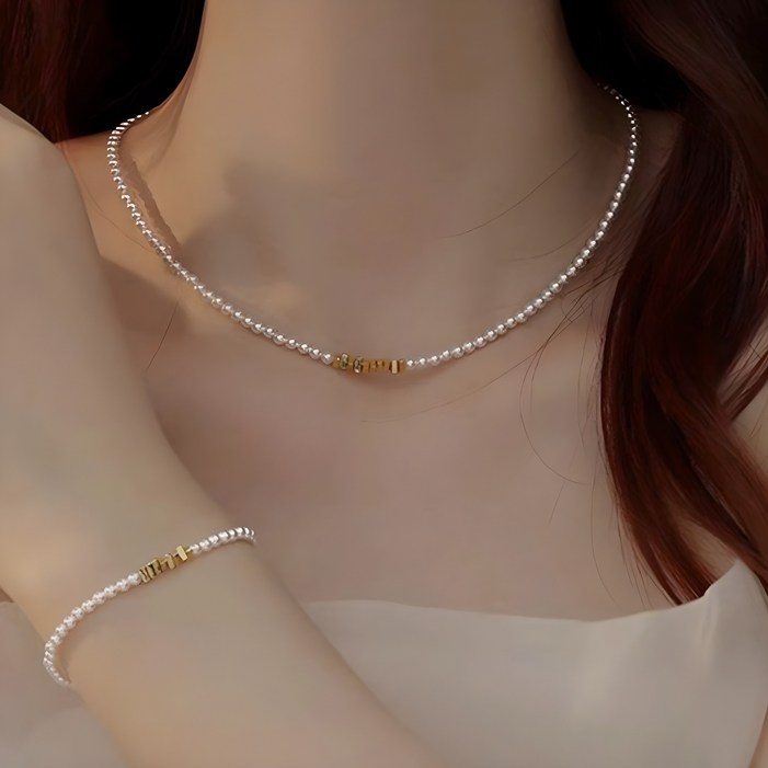 FANSYLI 미니 진주목걸이 담수진주목걸이 고급 럭셔리 14K 18K  펜던트목걸이  240229F03