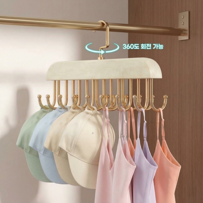 상덕 360도 회전 멀티 옷걸이 모자걸이 옷장정리 다용도 옷걸이 공간절약