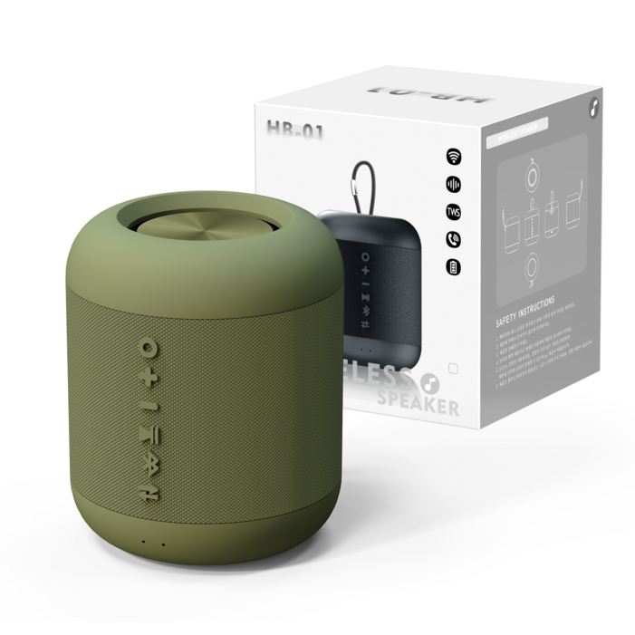 비파노 휴대용 생활방수 TWS 블루투스 스피커, 카키