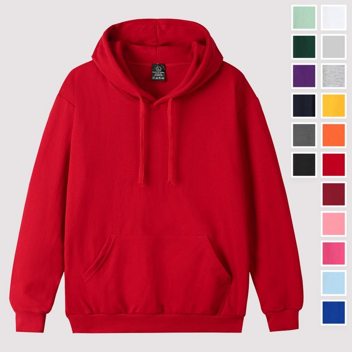 무지 특양면 빅사이즈 후드티 간절기 긴팔 후드 티셔츠 17color