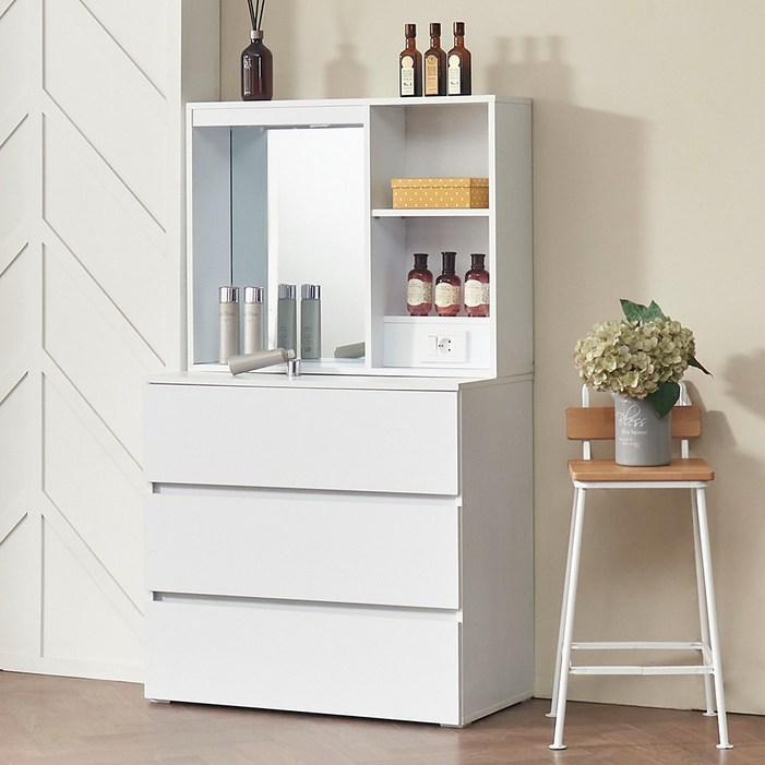 엔젤 E0 3단 서랍장 화장대 800, 화이트