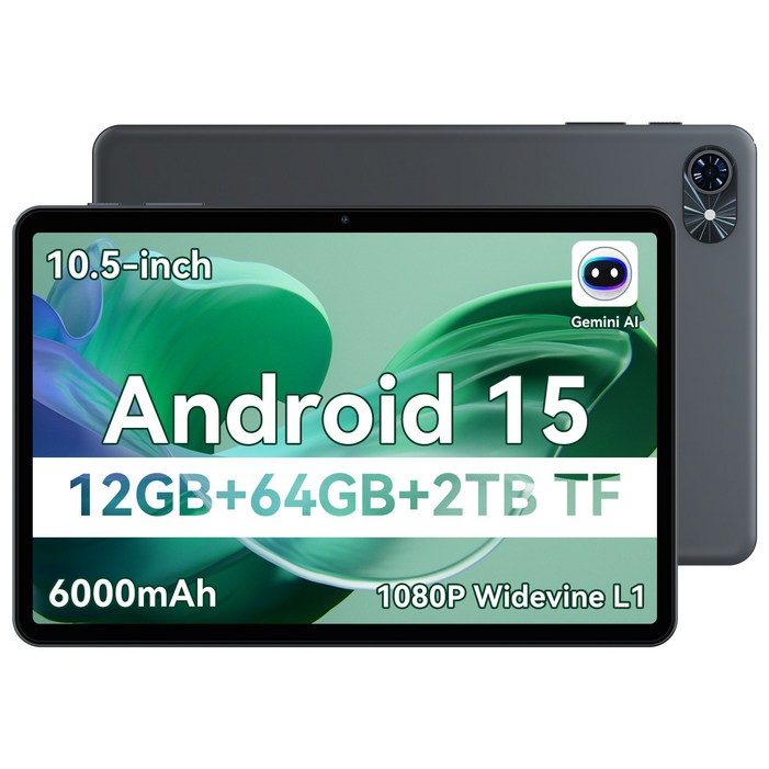 TABWEE 태블릿 12GB64GB 2TB확장 6000mAh Android15 10인치  HDIPS 디스플레이 WiFi6  듀얼스피커 GMS인증 학습용