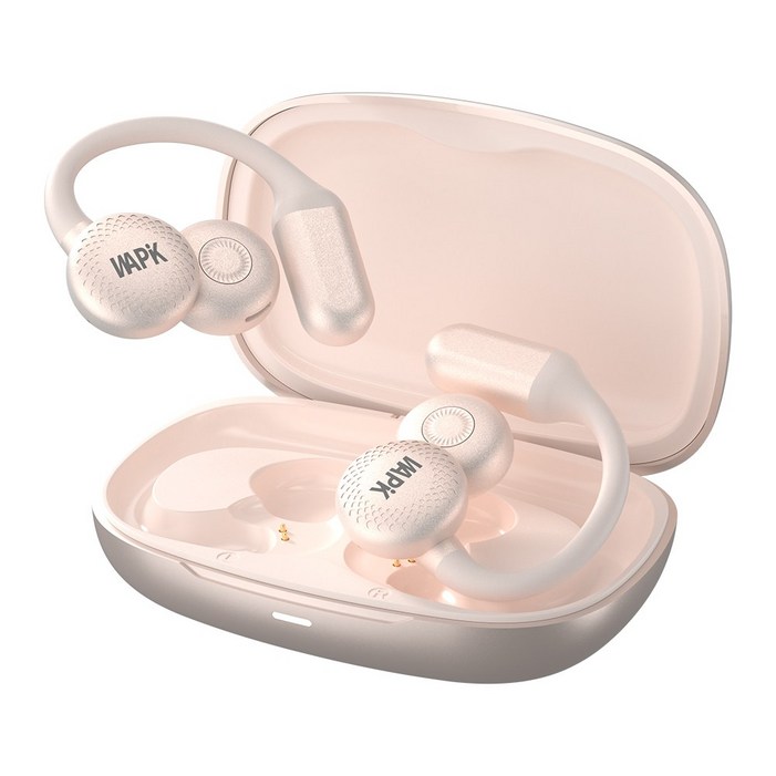 와피크 무선 블루투스 이어폰 R7 ENC 노이즈 캔슬링 C타입 귀걸이형 고음질, 베이지, R7