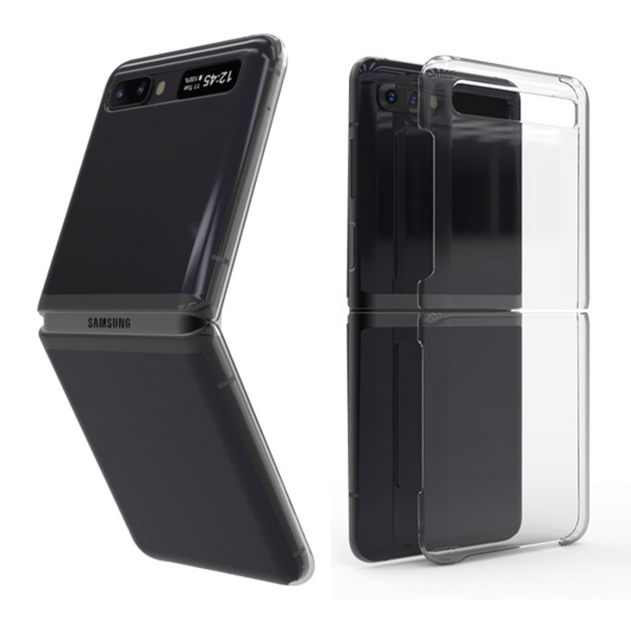 플러스룩 갤럭시 Z플립1 2 F700 공용 PC 하드 블랙 투명 케이스 국산