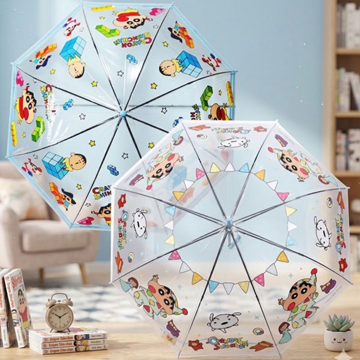 짱구는못말려 투명 58 우산 액션가면 짱구 캐릭터 아동용 장우산 스카이 랜덤