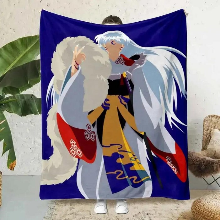 핫 클래식 애니메이션 이누야샤 인쇄 담요 캠핑 부드럽고 홈 여행