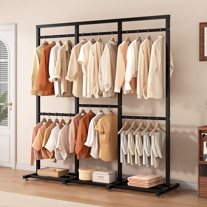 워너픽 이동식 철제 2단 행거, 블랙B