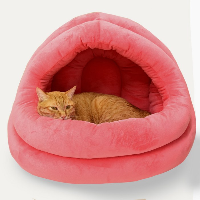 마벨러스홈데코 극세사 캔디 모찌 켄넬형 강아지 고양이 방석 쿠션 숨숨집 이글루 하우스, 브라운, 1개