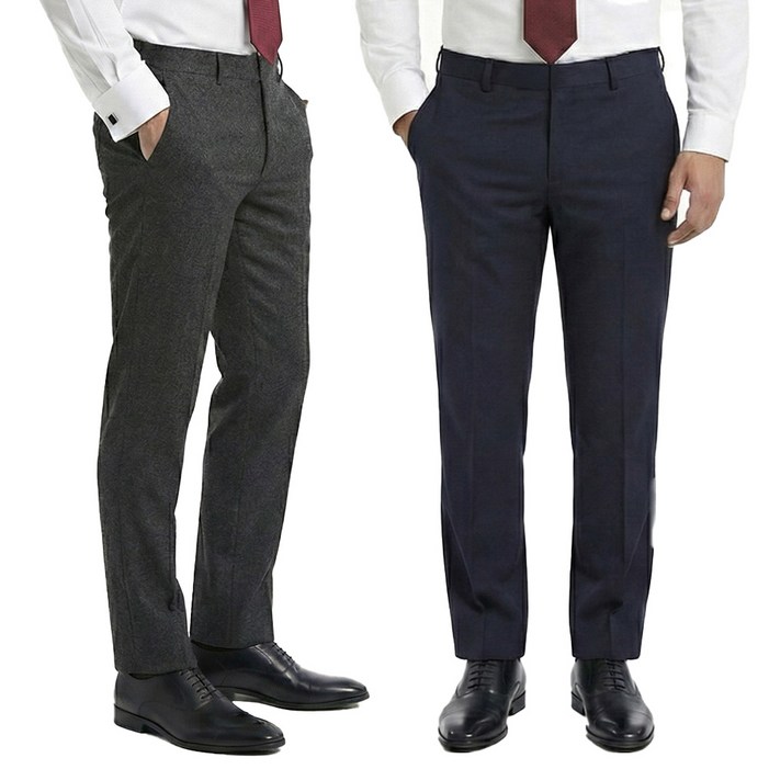 워모 1+1 울혼방 스트레치 팬츠 그레이+네이비 두벌