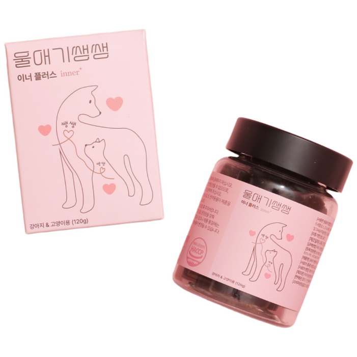 울애기쌩쌩 이너플러스 반려동물 종합영양제 기관지 심장 신장 간 케어, 60정, 종합영양제, 2개