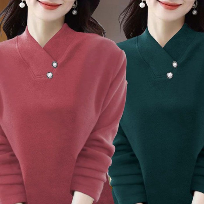 TKX 11 기모 티셔츠 여성 가을 겨울이너 빅사이즈 날씬해보이는 엄마옷 오버핏 K71