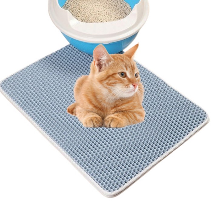 부투펫 고양이 이중 벌집 사막화 방지 모래 매트 화장실, 블루