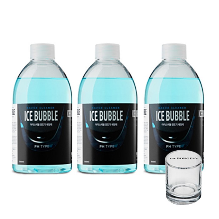 아이스버블 필립스 호환 PH타입 면도기세정액 500ml x 3p + 세척용 유리컵, 단일상품, 단일색상