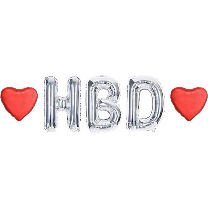 조이파티 알파벳 HBD 은박풍선 소 3종 미니하트 은박풍선 2p 세트