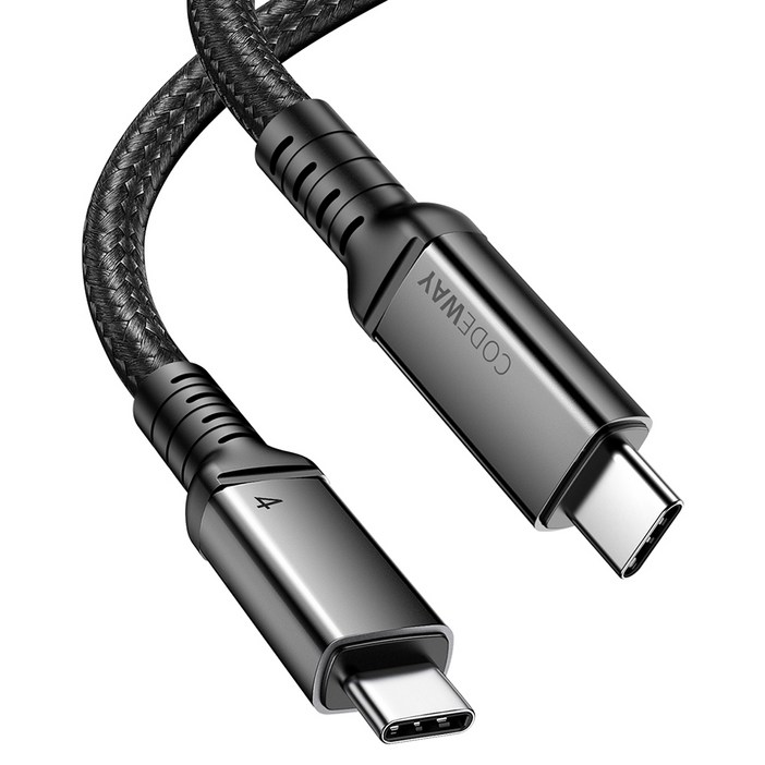 코드웨이 C타입C타입 USB4 8K 썬더볼트4 호환 240W 40Gbps 고속충전 데이터 케이블, 2m, 1개, 블랙  그레이