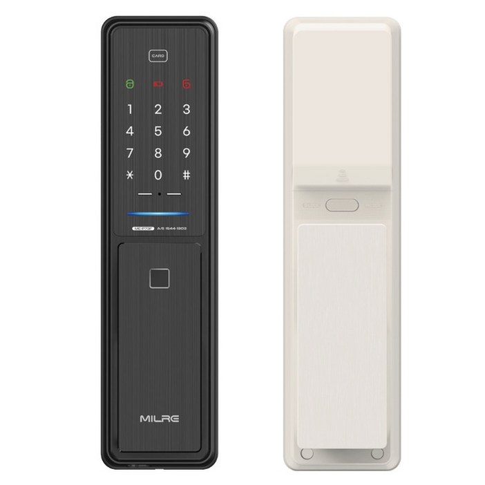 밀레시스텍 푸시풀 지문인식 스마트 도어락 크림화이트 ME-P73F-W