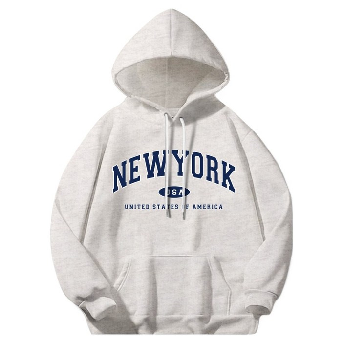 일루소 남녀공용 뉴욕 USA 소프트 특양면 후드티