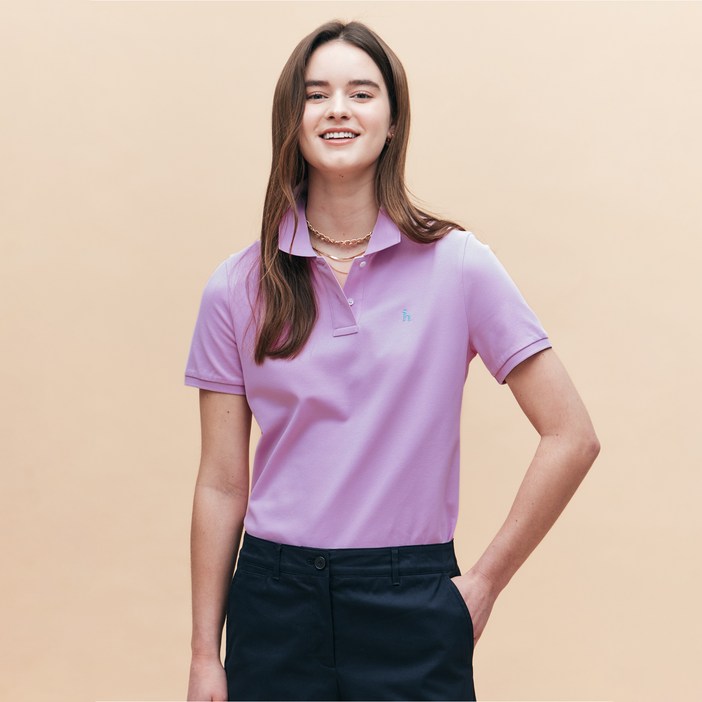 헤지스 여성용 아이코닉 클래식핏 반팔 피케 티셔츠